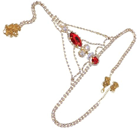 HOMSFOU Catena Biancheria Intima Strass Per Donne Gioielli Del Corpo Eleganti E Versatili Perfetta Per Feste E Costumi 110X60Cm