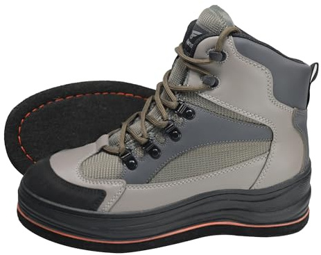 8 Fans Men's Wading Boots Non-Slip Felt Sole, Superior Comfort for Anglers, Perfect for Fly Fishing (Grey, 9)