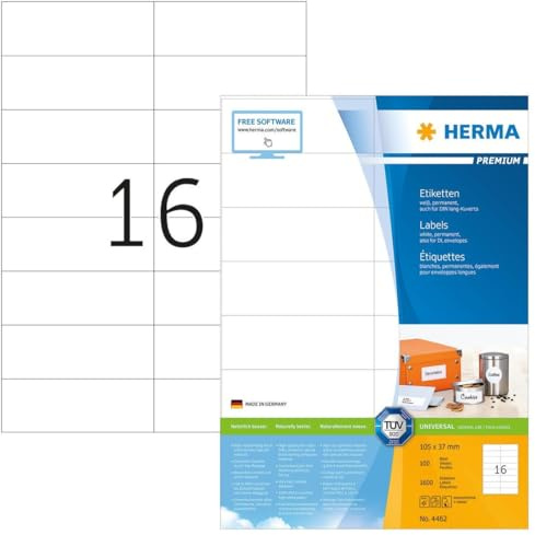 Etiketten Herma 4462 Superprint, 105 x 37mm (LxB), weiß, 1600 Stück