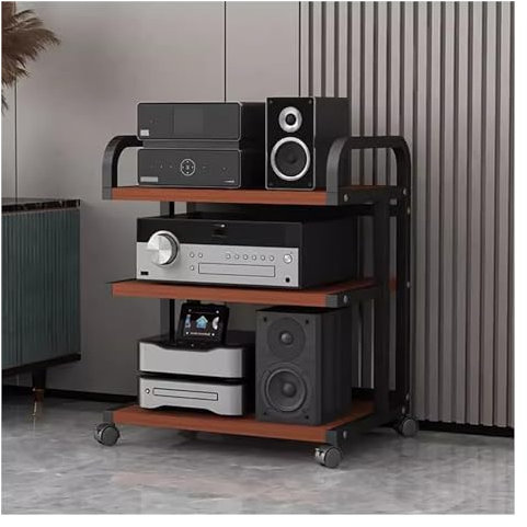 JYHHCYS Audio Rack HiFi Regal Audio-Komponenten-Rack-Turm Media-Stereo-Ständer Geräteregal Mit Rollen, 3/4/ 5 Schichten Schwerlasthalter Für Unterhaltungselektronik Aus Stahl (Color : 3 Tier-B)