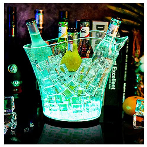 KemNet LED Ice Bucket - Portable Colorful Gradient Ice Bucket 5.5 Liter, Light Up Ice Bucket for Home, Bar, Parties, Outdoor, Beer Bucket for Cooling Champagne, Wine, Drinks