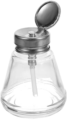 Minkissy Flacon Pompe Vide en Verre 180 ml Distributeur pour Dissolvant | Démaquillant et Liquides Cosmétiques Fermeture Étanche Compact pour Coiffeuse Salon et Voyage
