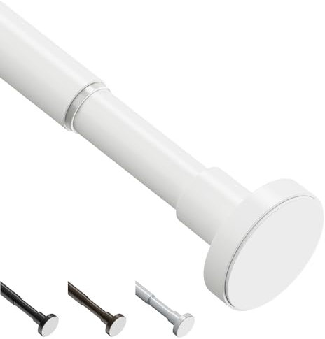 Weldun - Asta per tenda estensibile a pressione, asta da doccia telescopica senza foratura, a molla, regolabile e robusta per finestra, bagno, camera da letto, 46-155 cm, colore: bianco