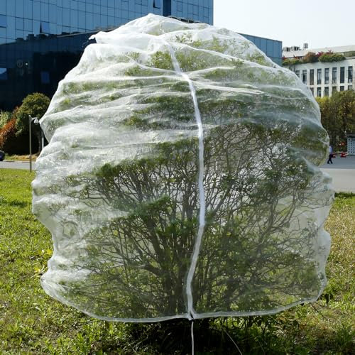 10 x 10 Ft Fruit Tree Netting with Zipper and Drawstring, Large Garden Mesh Netting Cover, Blueberry Bush Bird Netting for Protecting Garden Trees Vegetables Flowers