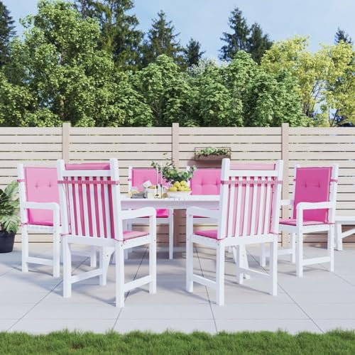 Homgoday Niedriglehner-Auflagen 6 STK. Gartenstuhlauflagen Sitzauflagen Stuhlauflagen Sitzpolster Sitzkissen für Garten Balkon Camping Stuhl Rosa Stoff