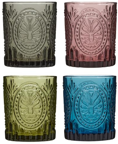 Tumbler Glass Set of 4 Vintage Style Embossed Glass Tumblers (Tumblers)