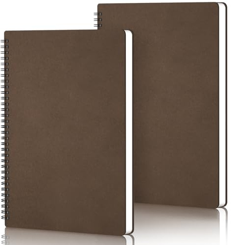 Yarotm Dotted Notizbuch A4-2 Pack Spiralblock Notebook A4-100GSM Gepunktet 5mm Papier Notizblock - 21x29.2cm Spiralbindung Notizheft A4-60 Blatt Kaffeebraun Notizbücher Tagebuch