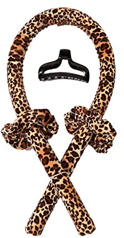Heatless Curling Rod Headband Foam Iron Curler Ribbon Set, Silk Hair Rollers for Long Hair, No Heat Soft Curls, Portable DIY Tools for Women Girls - Great - Leopard Print