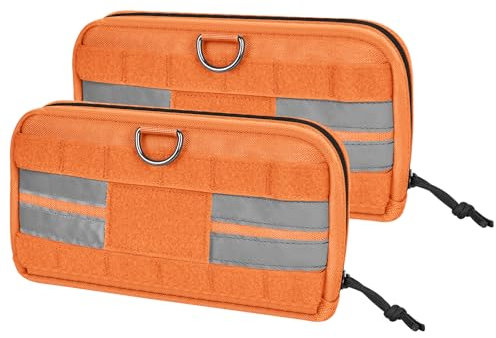 OneTigris Bolsa de comida para perros (23,5 x 13 x 5 cm), 2 unidades, sistema Molle para arnés táctico, entrenamiento al aire libre, color naranja