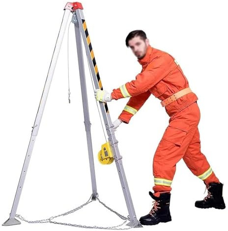 YJKKZQLB Stativ-Kit für beengte Räume, Feuerwehr-Rettungsstativ mit 1200-, 1800- und 2600-Pfund-Winde, Aluminium-Stativ-Rettungssystem für den Einstieg in Kanalisationstunnel (1200-Pfund-Winde)