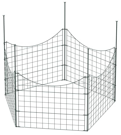 Wiltec Gartenzaun Set mit 5 Elementen grün, Teichzaun mit Unterbogen, Maschendrahtzaun 770 x 8 x 640 mm, Steckzaun leichte Montage, korrosionsbeständig