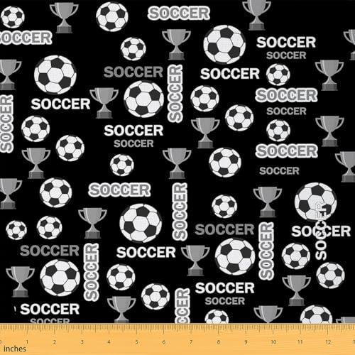 Loussiesd Fußball Patchwork Stoffe Fußball Ball Spiel Stoff 92x150cm American Football Spieler Stoff Meterware für Stühle Ultra Weich Dekor Sport Gaming Stoffpaket Dekor