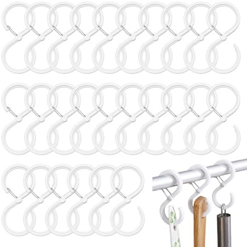 UEIOAVL Ganci a S, Gancio da 16 pezzi Gancio a forma di S Appendiabiti anticaduta gancio appendiabiti adatto per cucina bagno camera da letto ufficio giardino (bianco)