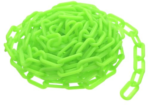 sourcing map Kunststoff-Kettenglieder, 4,8 cm, 7,6 m, Kunststoff-Sperrkette, Sicherheitsketten, Sicherheitsbarriereketten für Mengenkontrolle, Warteschlangenlinie, Zaun, Tordekoration, Grün