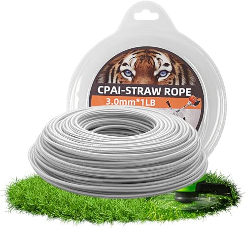 Mähfaden Trimmerfaden, 3,0 mm x 40 M Stahldraht Nylonfaden Mähfaden, Faden Rasentrimmer Schnur, Universal Trimmerschnur, Verstärkter Rasentrimmerfäde für Rasenmäher Motorsense Gartenarbeit