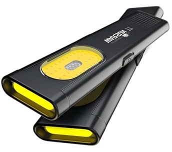 WARSUN Linterna T7 Pro EDC, linterna compacta de bolsillo de 400 lúmenes, recargable por USB-C, resistente al agua IPX4, cuerpo de doble material, luz estroboscópica roja y azul (2, negro)