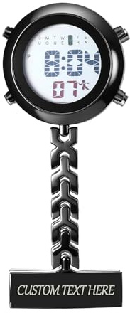 JewelryWe Krankenschwesteruhr Digitale Taschenuhr mit Clip, Elektronische Digitaluhr Multifunktionale Ärzte Krankenschwester Uhr Arbeitsuhr mit Kalender, Alarm, Stoppuhr