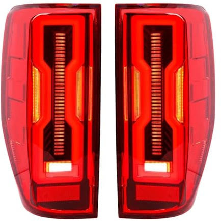 GVGFKPKZAY Für Ford Ranger Raptor Wildtrak XLT XLS XL T6 T7 2019–2022 Rückleuchten Blinker Bremslicht Rückfahrscheinwerfer Auto Heckleuchte Baugruppe(Red Shell C)