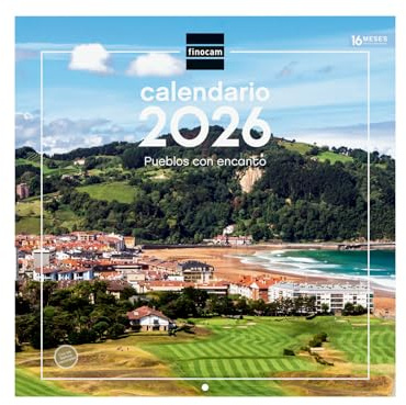 Finocam - Calendrier mural 2026 30 x 30 cm - Vue mois janvier - décembre 2026 + septembre 2026 - Déc. 2025 (4 mois) réduits | Calendrier 2026 | Images Villages de Charme - Espagnol