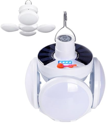 Intensiveput 2 in 1 Faltbare Solarlampe, Solar LED Campinglampe, Wiederaufladbar Hängende Zeltleuchte mit 5 Lichtmodi, Wasserdicht Solar Hängelampe für Camping, Garten, Outdoor