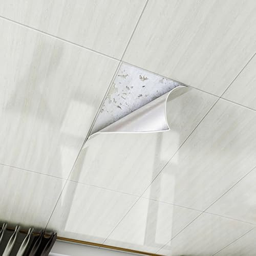 Adhesive PVC Decorative Ceiling Tiles, Stick and Peel Waterproof Panels for Easy Installation, Ideal for Bathroom Basement Kitchen Ceiling Covering