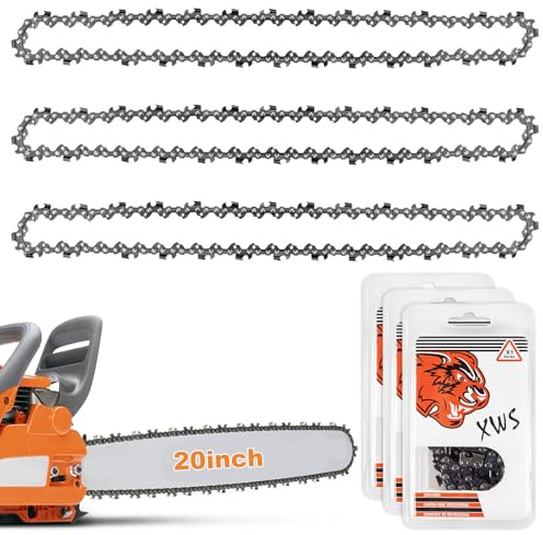 3-Pack Chainsaw Chain for 20 Inch Bar, 76 Drive Links .325 LP .058 Gauge | Replacement Low-Kickback Chain Compatible with Hyundai HYC6200X, Timberpro and Other Chainsaws