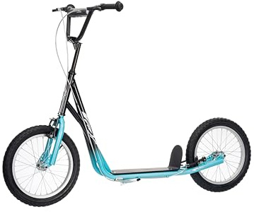NINODOVAE Scooter Kinderroller Tretroller Lenker Verstellbar Kickscooter mit Luftreifen Ф16 für ab 5 Jahre (Hell-Seegrün)