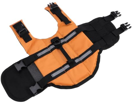 JOINPAYA Tierrettungsweste aus Robustem Gewebe für Hunde Schwimmweste mit Tragegriffen und D-Ring für Leinenbefestigung XL Orange Atmungsaktiv Schnellverschlüsse Reflektierend