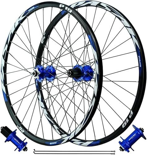 KUNYOS Mountainbike-Laufradsatz 26 Zoll 27,5 29 ER Scheibenbremse 4 Dichtkugellager Mountainbike Vorderrad-Hinterrad-Felge 32H Für 7-11 Gang Kassette,Blue qr,29inch