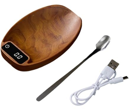 NonMiFyR Elektronische Waage Kaffeewaage Küchenwaage Löffelwaage Miniwaage mit USB Aufladung Und Langlebigem Pp Material für Genaue Messungen für Büro Teestube, Braun
