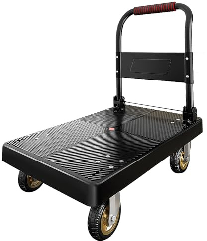 DUANHOZ Schwerlast-Plattformwagen für Garagen, Schwerlast-Klappwagen aus Aluminium, Sackkarren, Handwagen, Transporter, (150 kg) Plattformwagen (Größe: 72 * 48)