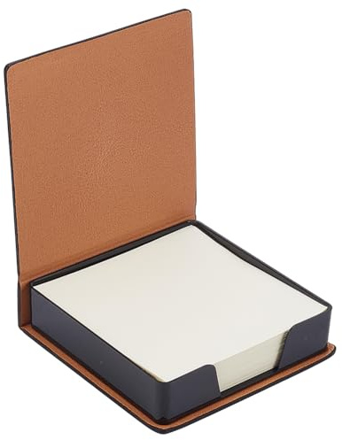 CALFOVERA 10,6 x 10,2 cm PU-läder klisterlappar hållare dynor dispenser med 160 st papper visitkortsförvaringsfodral målning memo dyna anteckningslåda organiserare för skrivbord hem kontor böcker