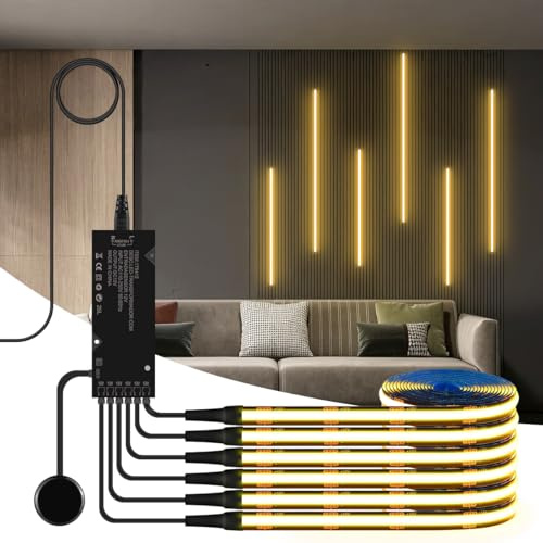 tlinkosta 6 in 1 dimmbares LED Licht Wandbeleuchtung Set mit Touch‑Schalter | geeignet für dekorative Beleuchtung von Vitrinen Weinschränken und Ausstellungsvitrinen