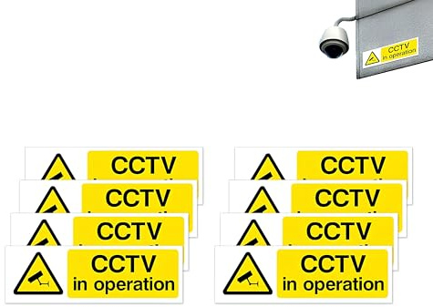ZXfad 8pcs Cctv Sticker, Waterproof and Sunproof Self Adhesive, Universal Indoor/Outdoor Warning Signs (15cm x 5cm)