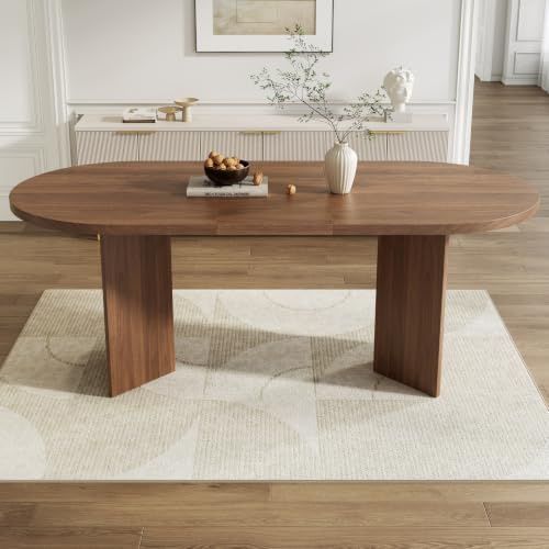 ZHOMGG Table à Manger Oval 160cm,Table de Cuisine pour 4-6 Personnes,Noyer | Plateau 18 mm, MDF Robuste 60kg, Design Moderne, Structure Renforcée, Pour Salle à Manger, Cuisine ou Salon, 160×80×75cm