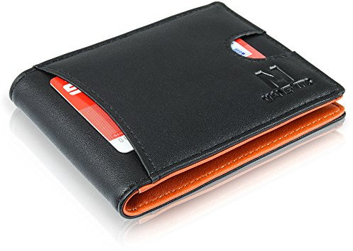 MANEVITO Geldbörse mit Geldklammer und Münzfach + RFID Schutz - Geldbeutel Männer - Schmales Slim Wallet Kreditkartenetui - Portmonaise Herren Kartenetui Portemonnaie - Schlankes Portmonee