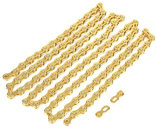 Fahrradkette 11 Fach, Gold Hohl Fahrrad Kette Schaltungskette für 11 Speed ​​Bikes Zubehör