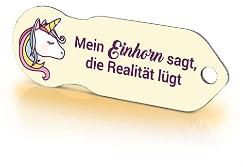Einkaufswagenlöser ® Mein Einhorn/Entriegler für Einkaufswagen – inkl. 1 Jahr Schlüsselfundservice/Einkaufswagenchip abziehbar/Einkaufschip zum rausziehen/Schlüsselanhänger Metall / 1 Stück