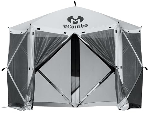 MCombo 10x10ft 5-Sided Pop-Up Gazebo Tent Only, Screened Outdoor Shelter with Netting, Quick Setup Patio Pavilion, No Wind Panels Included, 1024 (Silver Gray, 10x10ft Pop-Up Gazebo Tent Only)