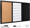 Navaris 3in1 Kombitafel 70x50cm - Kreidetafel Whiteboard Kork Pinnwand - Memoboard magnetische Seiten Weekly Plan inkl. Kreide Pins Magnete