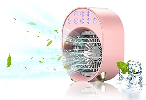 Mobiles Air Conditioner Portable Quiet, Klein VerdunstungsküHler Luftbefeuchter, Usb Air Conditioner With Water Cooling, Cute,Leises,Energiesparend, Benutzt FüR Schlafzimmer, Camping, BüRo (Rosa)