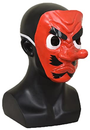 WYKBPX Anime Urokodaki Sakonji Cosplay Mask Halloween Latex Full Face Mask with Red Long Nose 3D Party Costume Props (red)