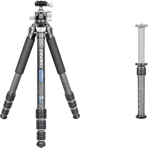 Treppiede in fibra di carbonio - INNOREL CT75C Treppiede compatto professionale Supporto fotocamera pesante per videocamera DSLR con testa a sfera a bassa gravità da 36mm e colonna centrale