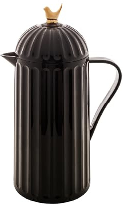 WOLFF - Bird Thermal Coffee Carafe - Hot or Cold Drinks, Plastic Exterior and Glass Insulation Lining Flask Coffee Dispenser, Thermal Bottle for Beverages, Tea and Water Pitcher- Black, 34floz/1L