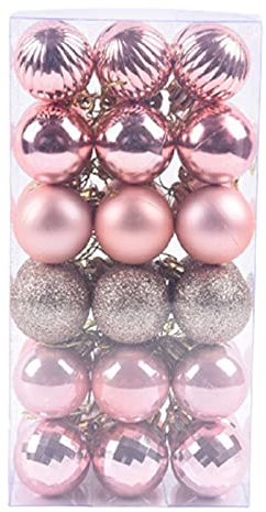 Bodhi2000 36 Stück Weihnachtszubehör, bruchsicherer Kunststoff, glänzende Weihnachtskugeln, für Zuhause, Partys, Hochzeitsdekorationen – Rotgold