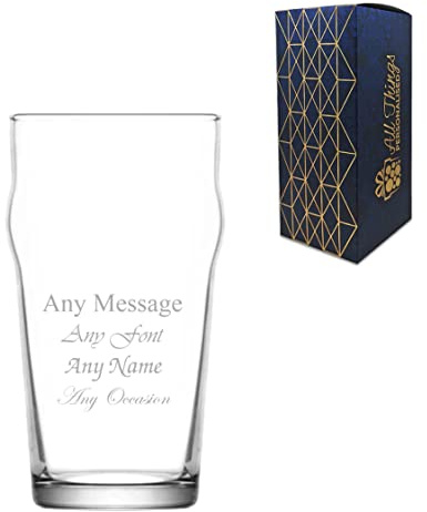 Personalised Engraved 570ml Pint Beer Glass with Gift Box