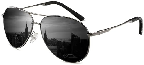 ANYLUV Pilot Sunglasses for Men Women, Premium Mens Sunglasses Polarised Black UV Protection with Metal Frame for Driving