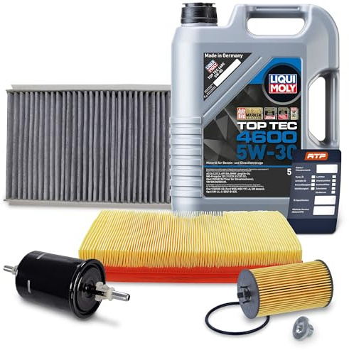 BESTPRICE Inspektionspaket Filterset 1x Ölfilter, 1x Kraftstofffilter, 1x Luftfilter, 1x Innenraumfilter, 1x Motoröl 5W-30 Top Tec 4600 5l, Kompatibel mit OPEL COMBO, CORSA C (X01) TIGRA TwinTop (X04)