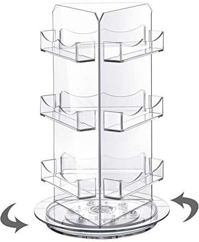 Spiareal Drehbarer transparenter Visitenkartenhalter für 8,9 x 5,1 cm Terminkarten, drehbarer Präsentationsständer, Acrylständer, 3 Etagen, Broschüren-Displayhalter für Bürobedarf, Heimschreibtisch