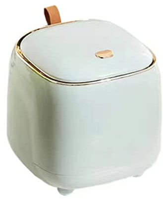 Mini Cubo de Basura para Encimera con Tapa, Tipo Empuje, Cubo de Basura de Escritorio, Cubo de Basura Pequeño, Cubo de Basura de Mesa Pequeña para Baño, Cocina, Dormitorio, Oficina (Verde claro)